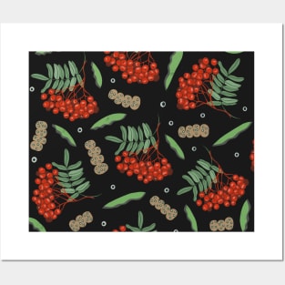 red detailed Rowan berries Posters and Art